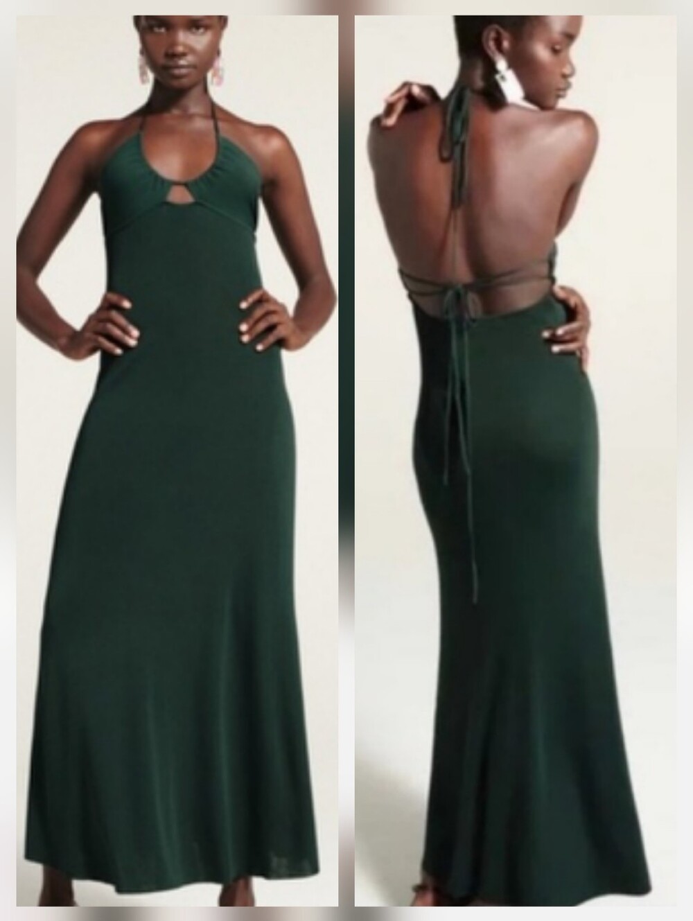NWT Zara Bottle Green Cut Out Knit Dress, Size M